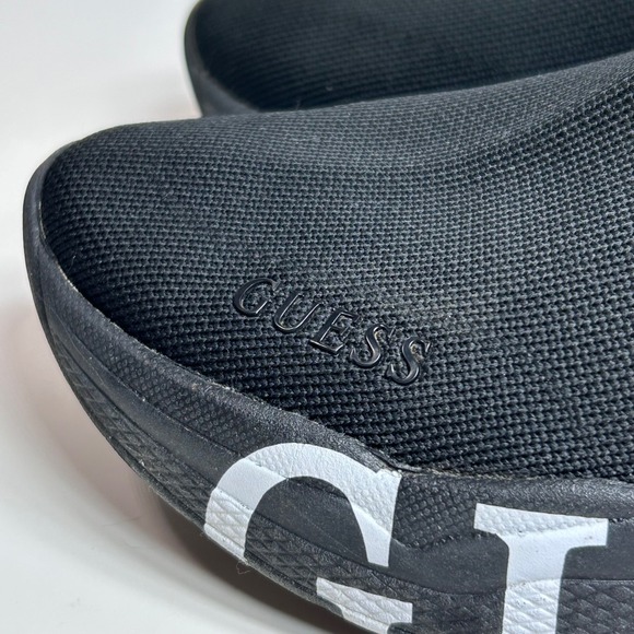 GUESS Womens 7.5 Black Knit Sock Sneakers Chunky Logo Platform High Top Shoes - Picture 3 of 14